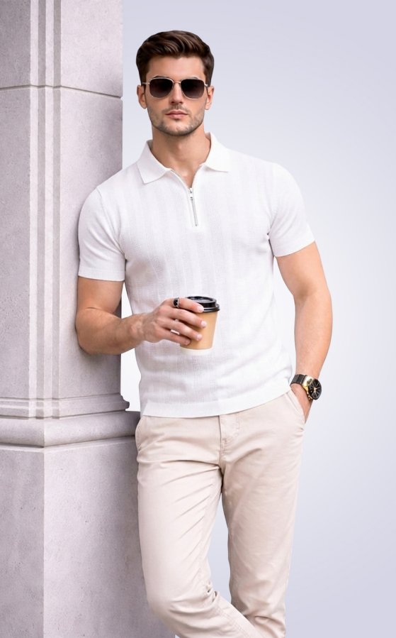 Mens White Polo t-shirt