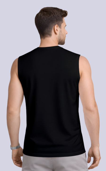 Black Drop Shoulder sleeveless t-shirt