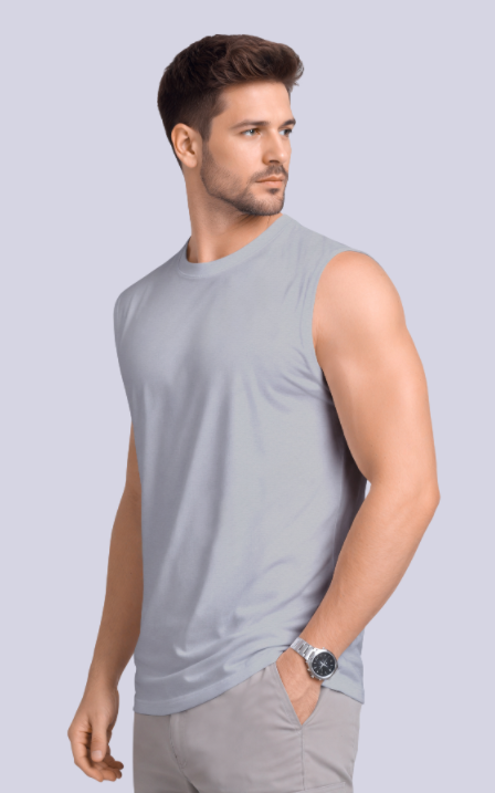 Gray Drop Shoulder Sleeveless t-shirt