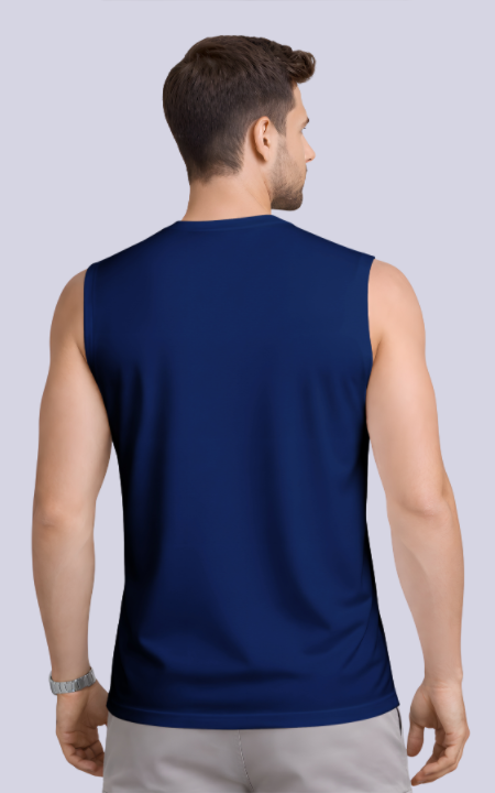 Navy Drop Shoulder Sleeveless t-shirt