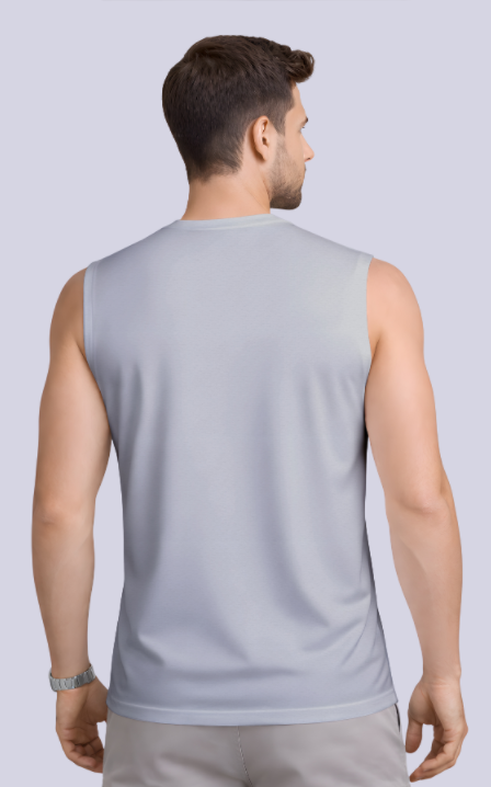 Gray Drop Shoulder Sleeveless t-shirt
