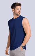 Navy Drop Shoulder Sleeveless t-shirt