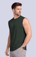Olive Drop Shoulder Sleeveless t-shirt